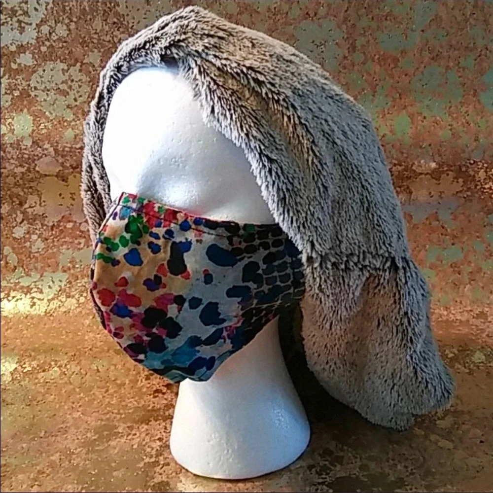 WOMEN'S “COLORFUL GRID” COTTON BLEND FACE MASK